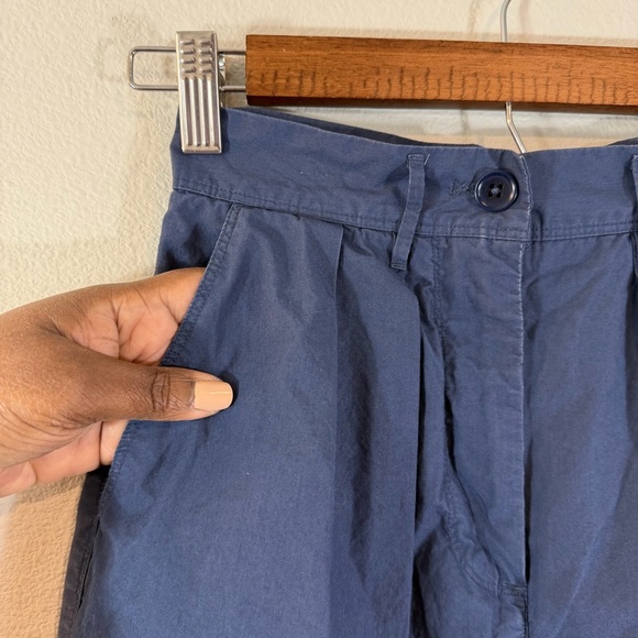 Aritzia Wilfred Blue Wide Leg Cropped Pants Size 00 Cotton Casual Office Preppy - Picture 4 of 11